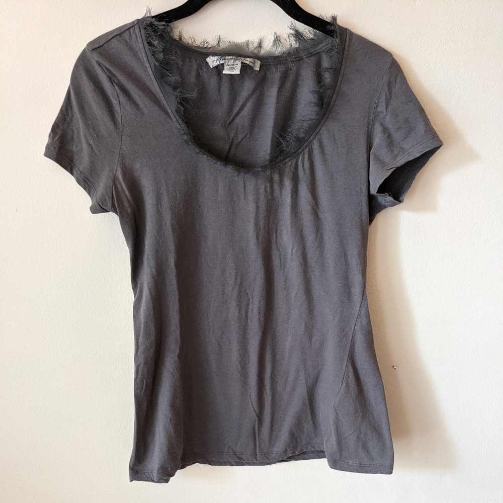 Kenneth Cole tee with fringed neckline